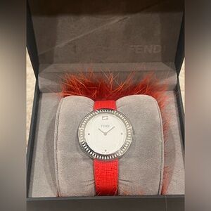 Fendi Stainless Steel Calfskin 28mm My Way Quartz Watch Red